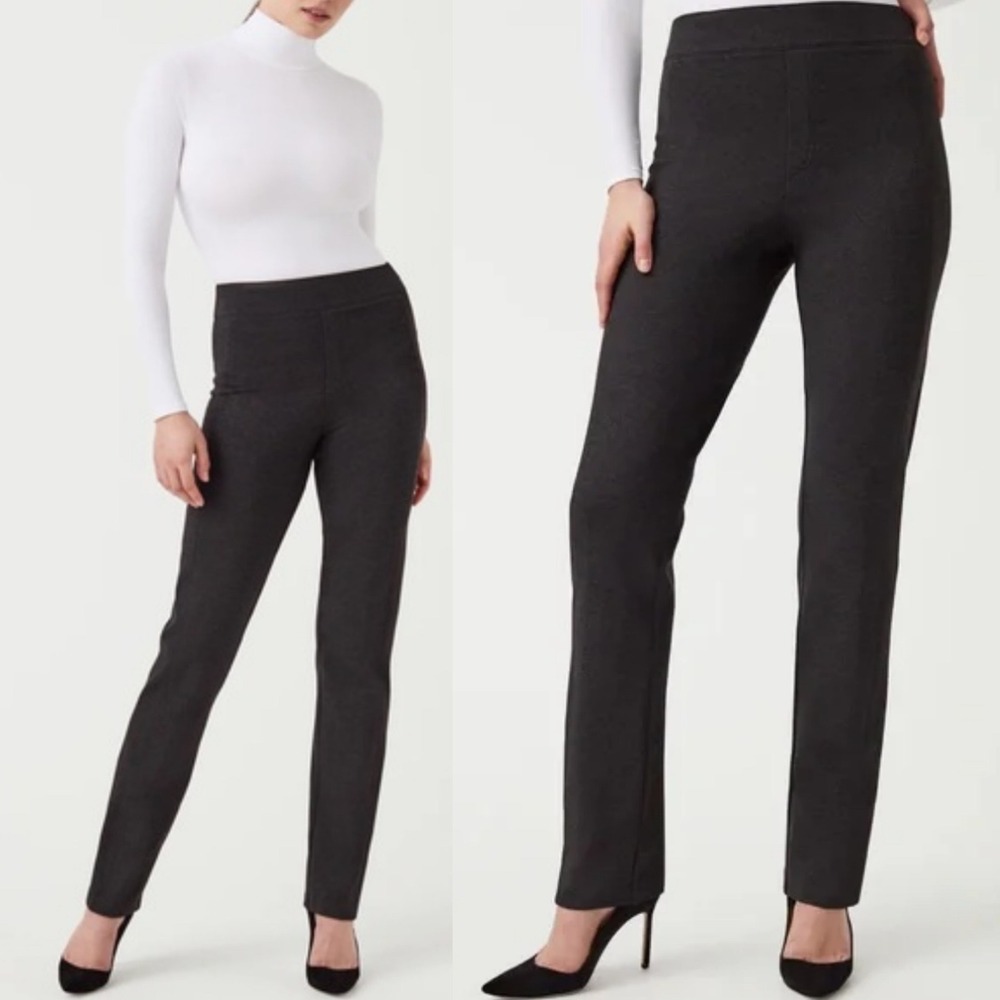 Spanx Smooth Perfect Fit Ponte Slim Straight Pants‎ Black Womens Size 2X 20254R